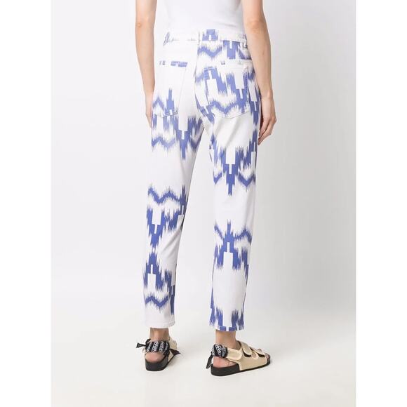 Isabel Marant Etoile Lanea Jeans‎ Size Medium White Blue Western Aztec High Rise - Picture 3 of 16